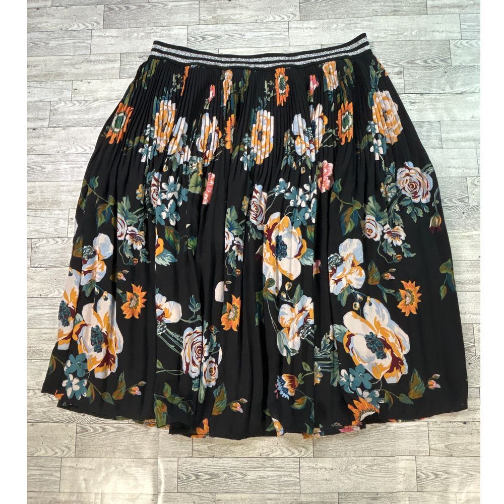 Ava Viv Elegant Floral Pleated Midi Skirt Size XL preppy y2k 90’s paisley boho